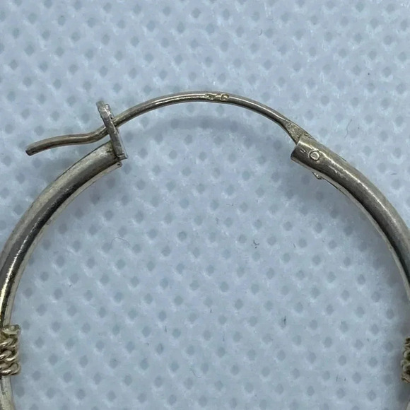 Sterling Silver hoops with‎ black dangle beads - Picture 4 of 5